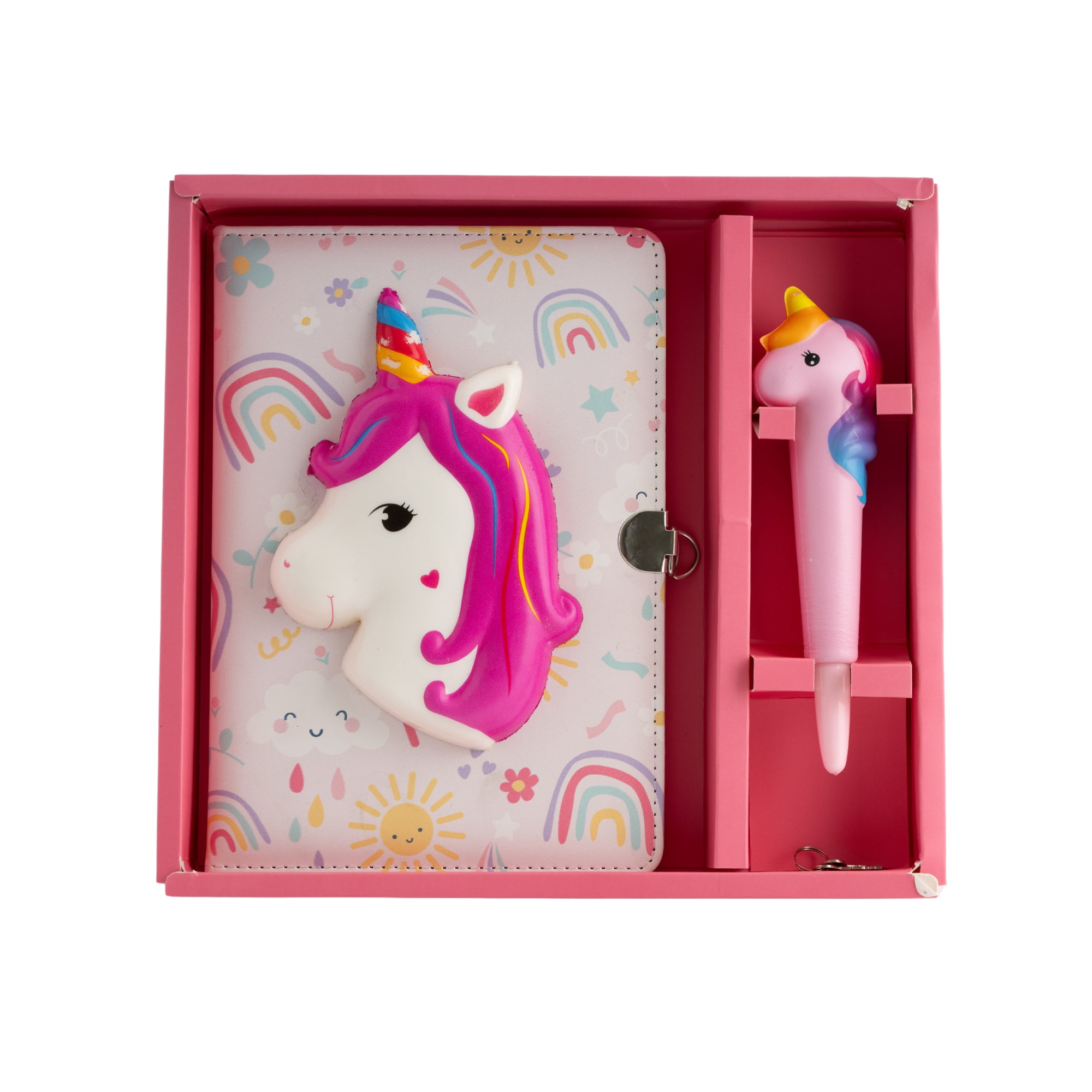 Lockable Diary & Pen Set - Squishy Unicorn